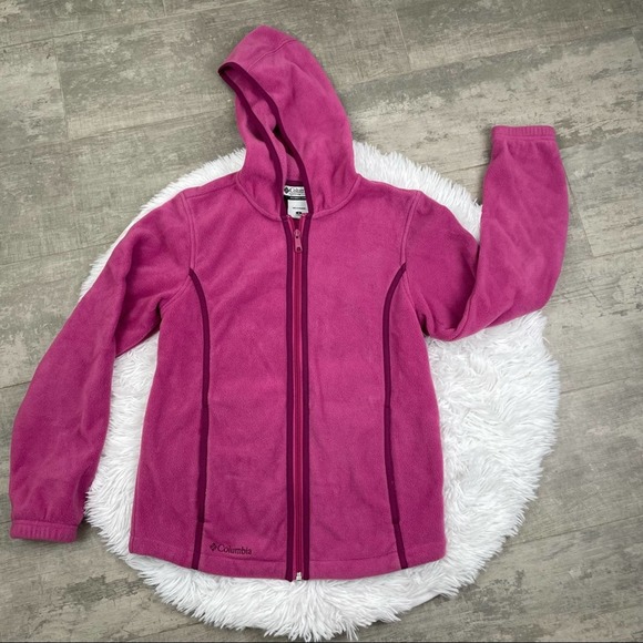Columbia Sweaters - COLUMBIA FLEECE HOODED FULL ZIP UP. Pink. Women’s size small.